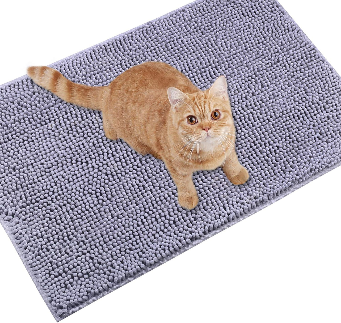 Cat Litter Mat, Litter Trapping Mat, 35"× 25" Cat Kitty Litter Rug with Waterproof Back, Super Soft for Cat'S Paws, Machine Washable, Grey